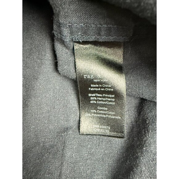 NWT RAG & BONE Griffin Hemp-Cotton Button Up Shirt Navy Size XL $268 - Picture 7 of 9